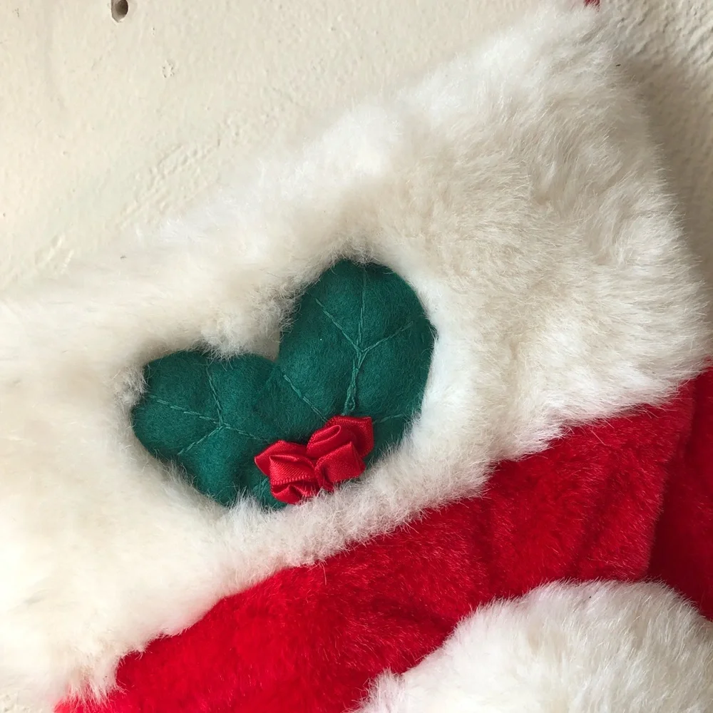 Vintage Christmas Stocking with Plush Stuffed‎ Animal Teddy Bear